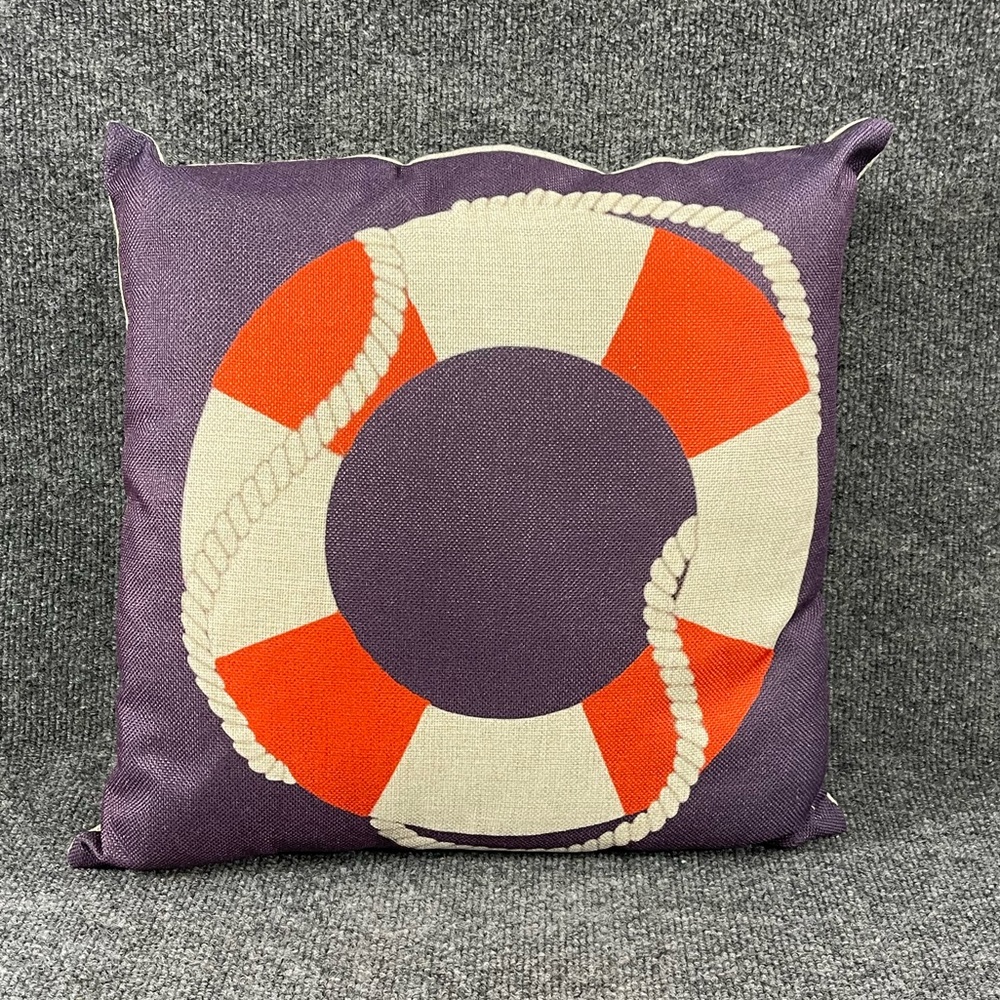 ** Nautical-Themed Nautical Live Preserver Throw Pillow 16”x16”